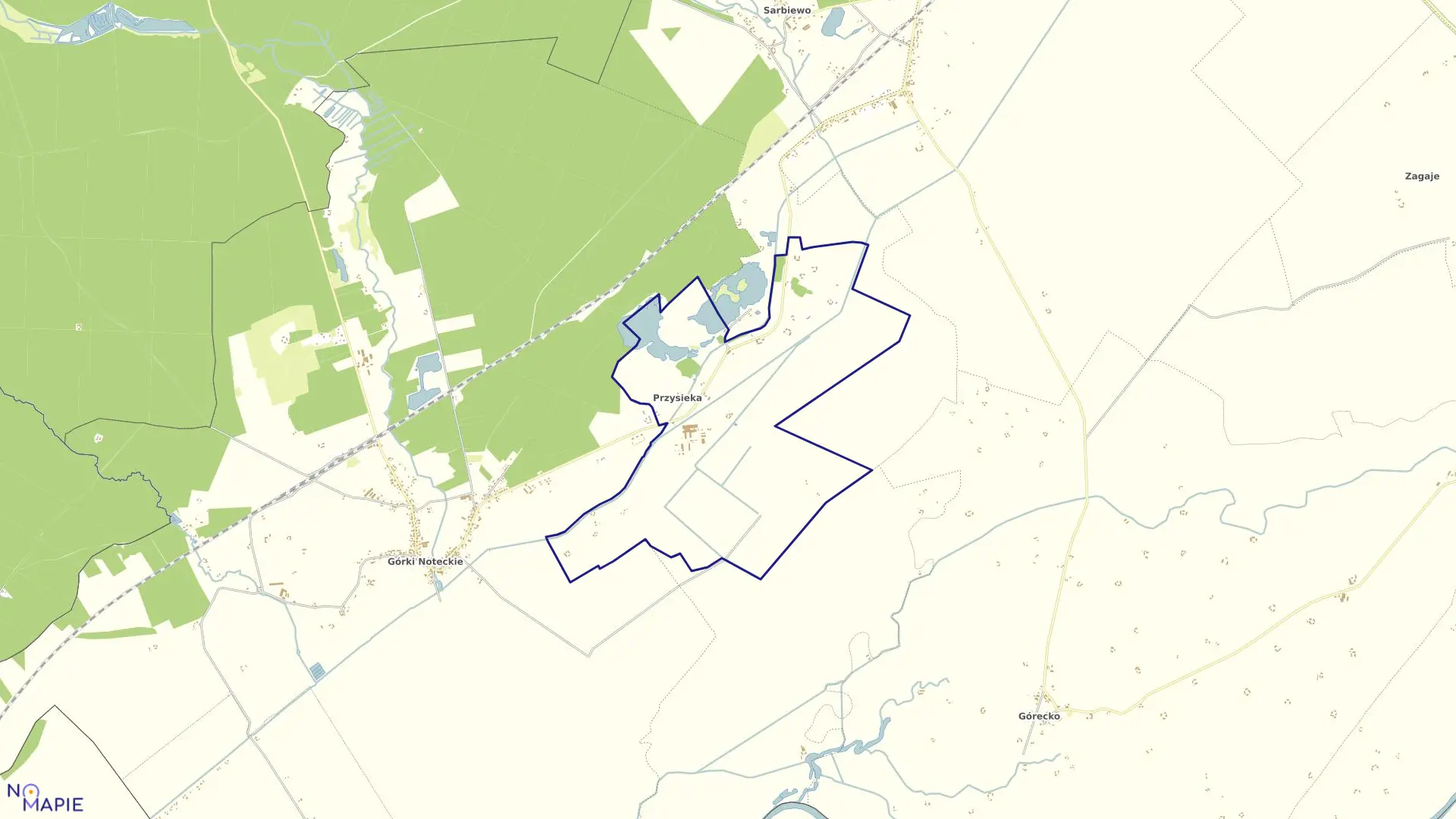 Mapa obrębu PRZYSIEKA w gminie Zwierzyń